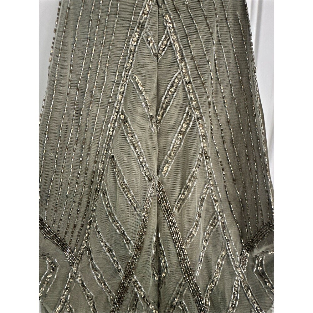 Lauren Ralph Lauren Women's Beaded Mesh Sleeveless Halter Gown Olive Green 10 - Picture 11 of 13